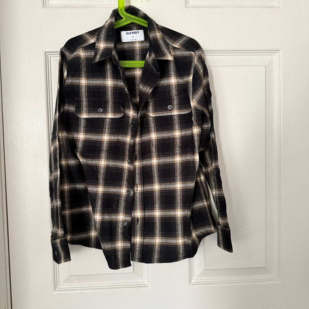 Old Navy Black and Cream Button Down Shirt